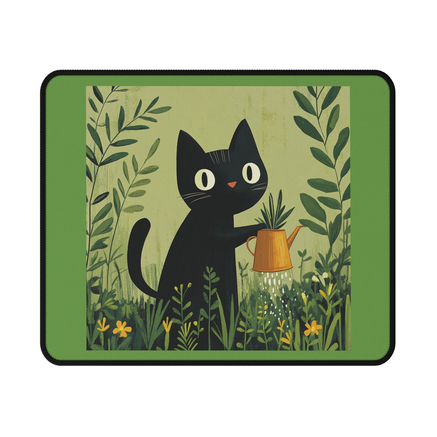 Black Cat Gardener (Gerd Artnz inspired design) - Cat Gaming Mouse Pad