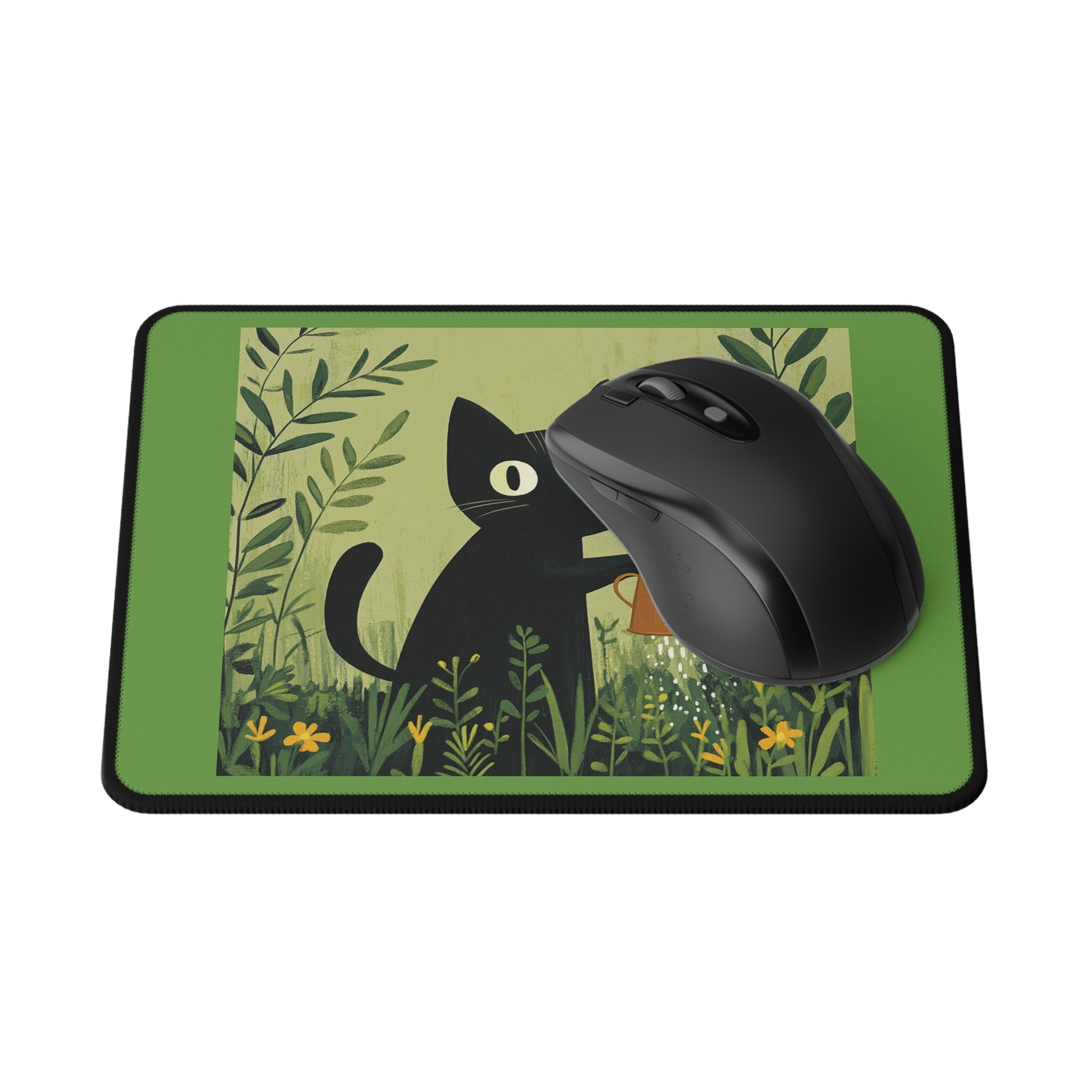 Black Cat Gardener (Gerd Artnz inspired design) - Cat Gaming Mouse Pad